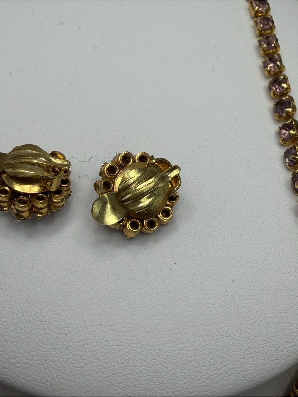 Vintage Purple Rhinestone Statement Necklace & Earring Set - Picture 6 of 6
